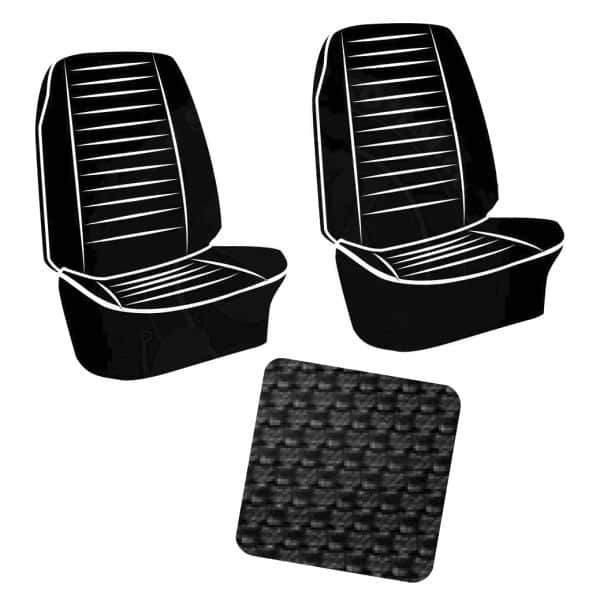 Housses de sièges avant séparés à appuis-têtes pour T2 Camper 74-76 et T2 77-79 en Basketweave Noir (#01)